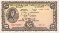 Ireland, Republic Of 5 Pounds, Prefix 63W, 20.1.1953